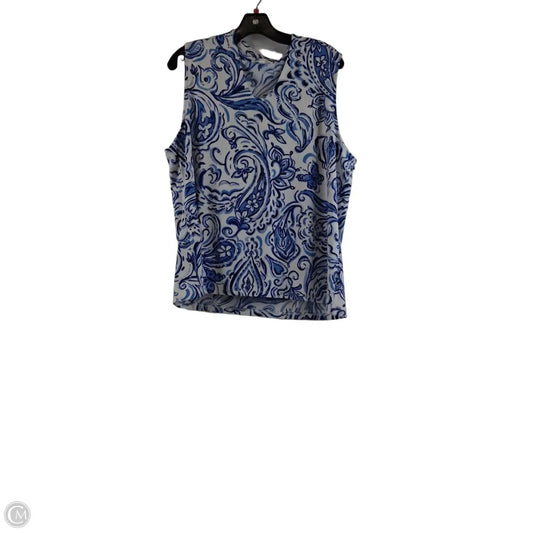Top Sleeveless By Talbots In Blue & White, Size: Xl