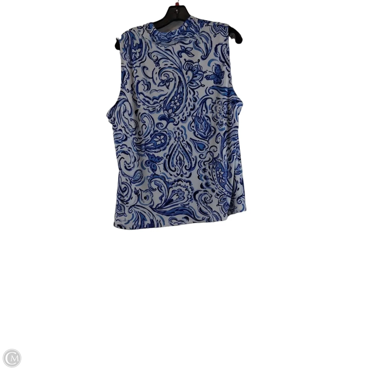 Top Sleeveless By Talbots In Blue & White, Size: Xl