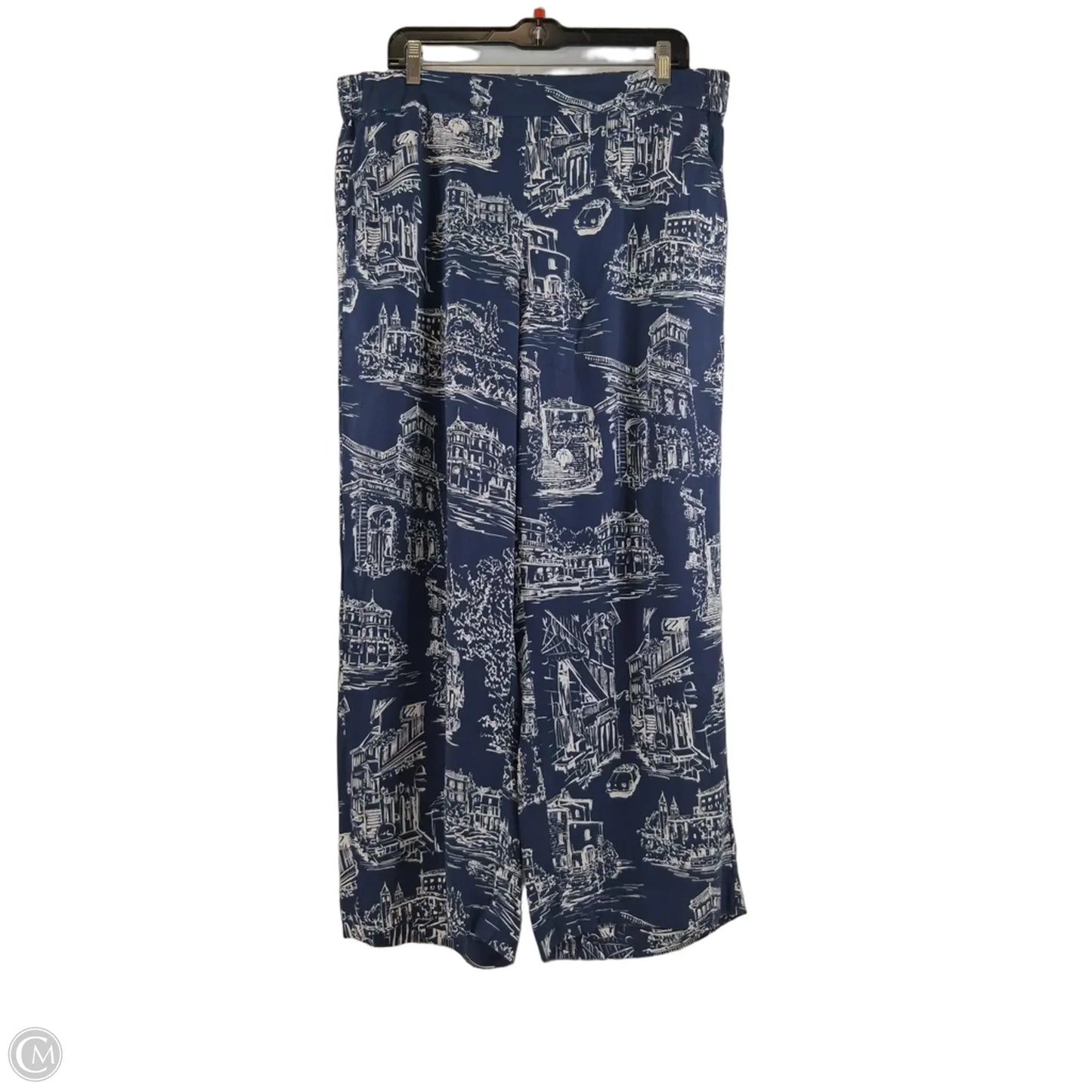 Pants Wide Leg By Talbots In Blue & White, Size: 14p