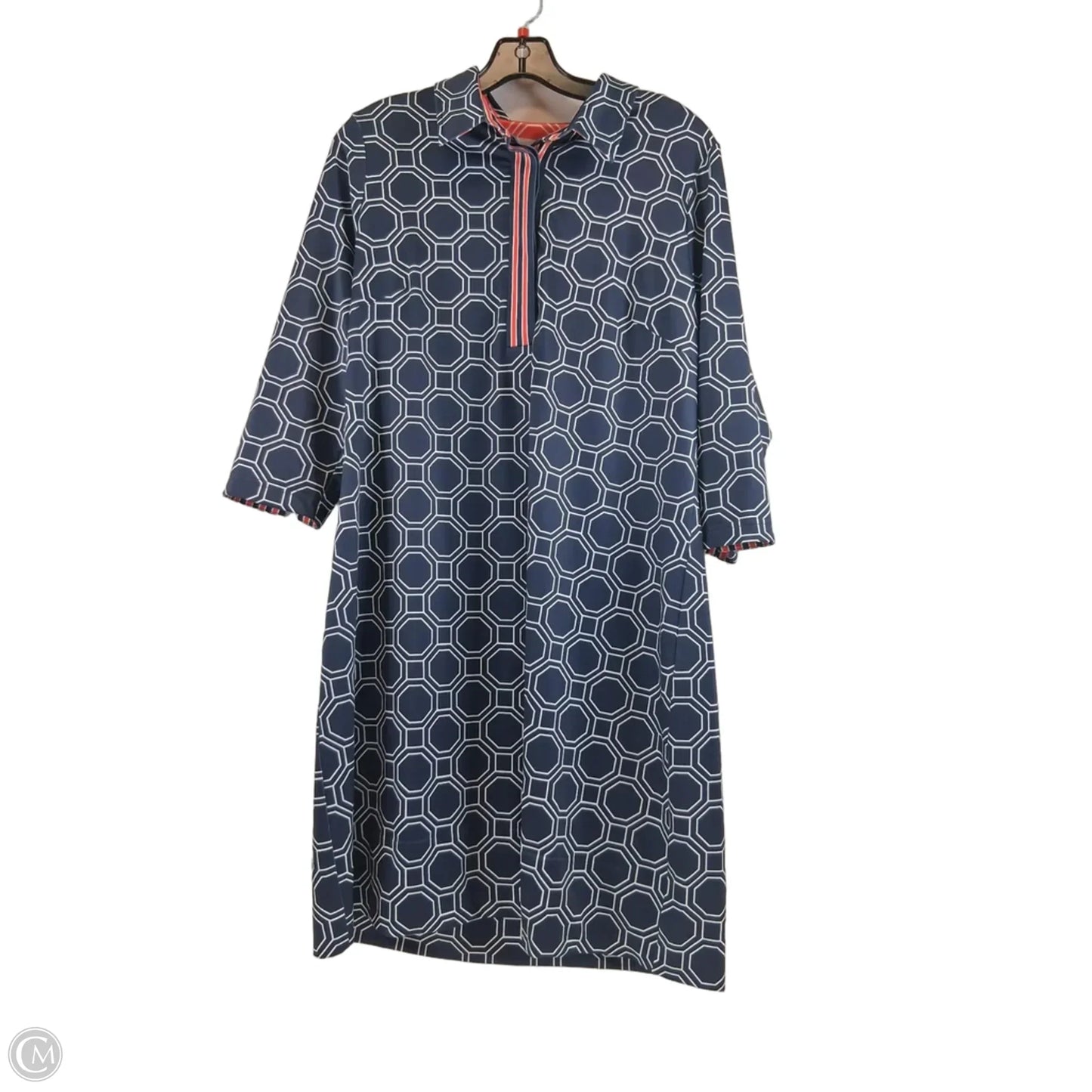 Dress Casual Midi By Gretchen Scott In Blue & White, Size: Xxl