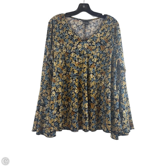 Top Long Sleeve By Chelsea And Theodore In Blue & Yellow, Size: L