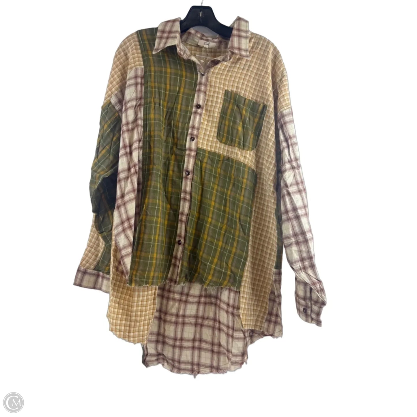 Top Long Sleeve By Easel In Green & Yellow, Size: L