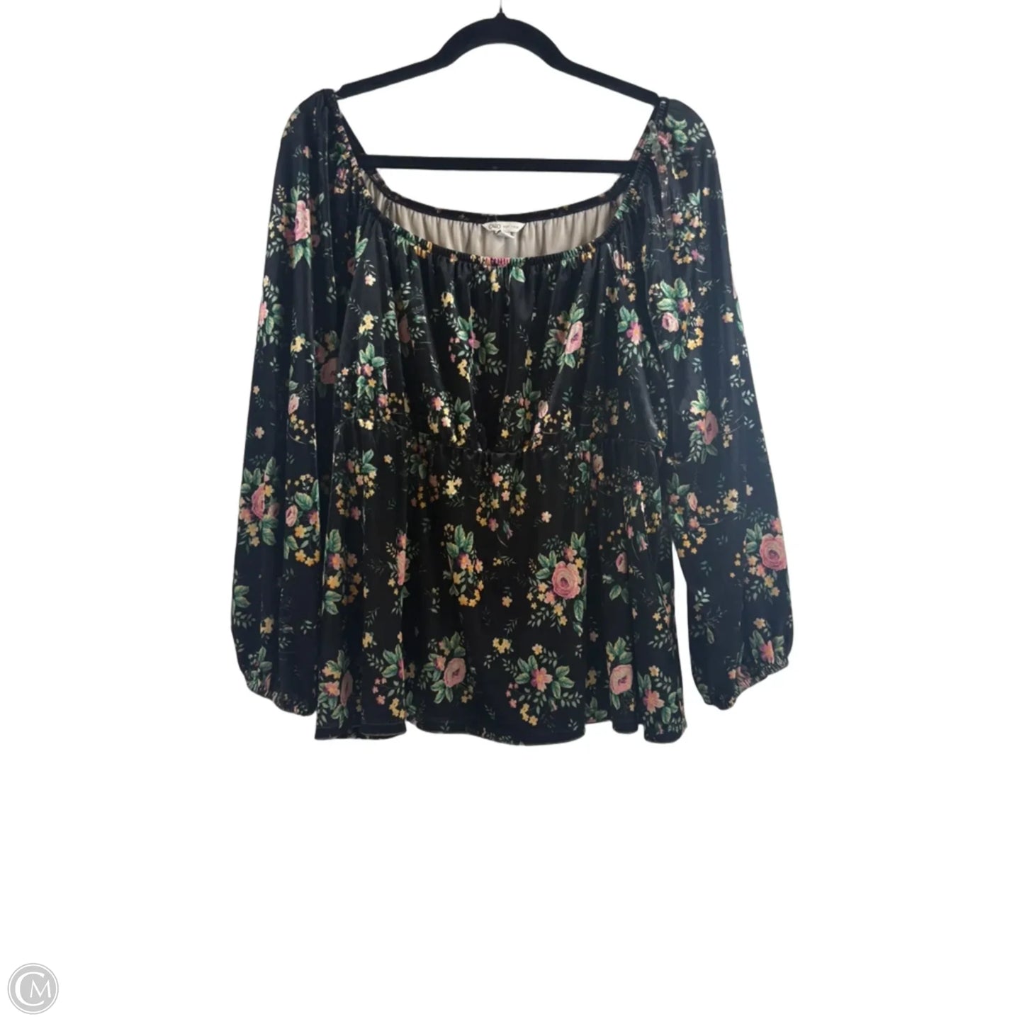 Top 3/4 Sleeve By Cato In Black & Yellow, Size: Xl
