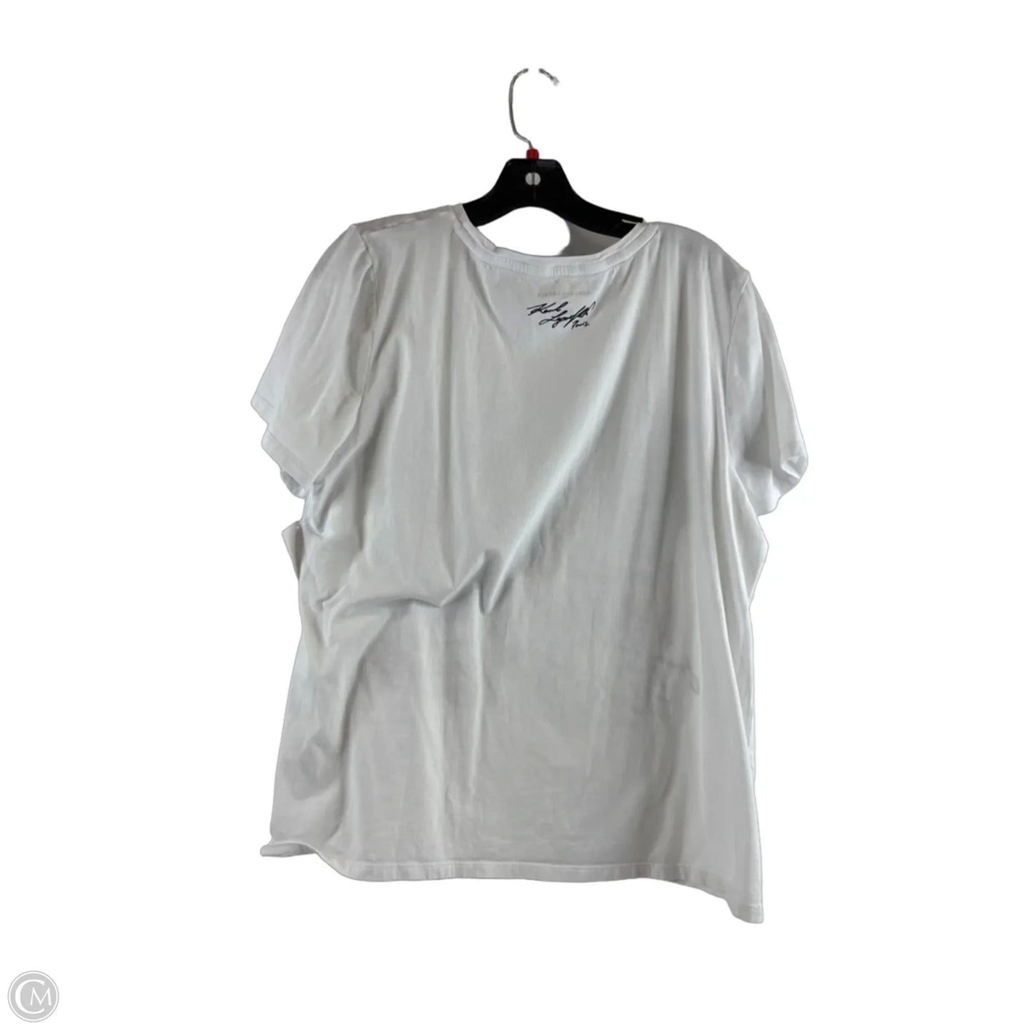 Top Short Sleeve Designer By Karl Lagerfeld In Blue & White, Size: Small