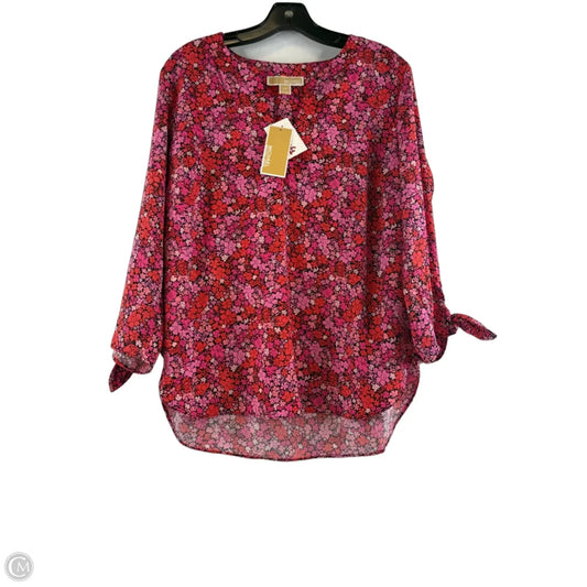 Top 3/4 Sleeve By Michael By Michael Kors In Orange & Pink, Size: L