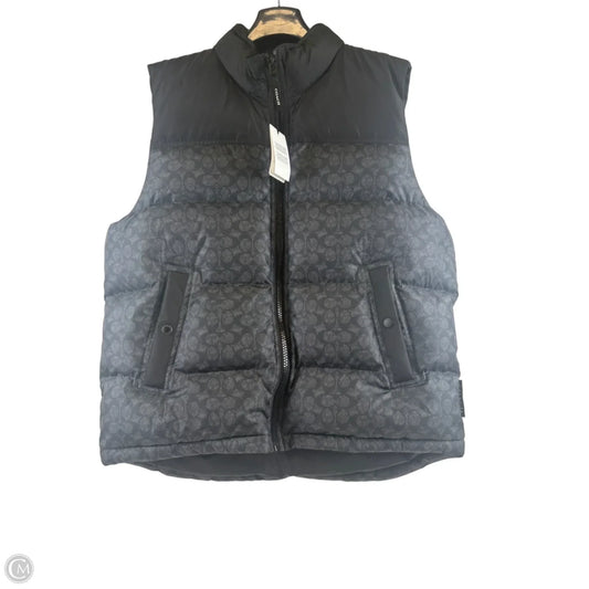 Vest Designer By Coach In Black & Grey, Size: Xl