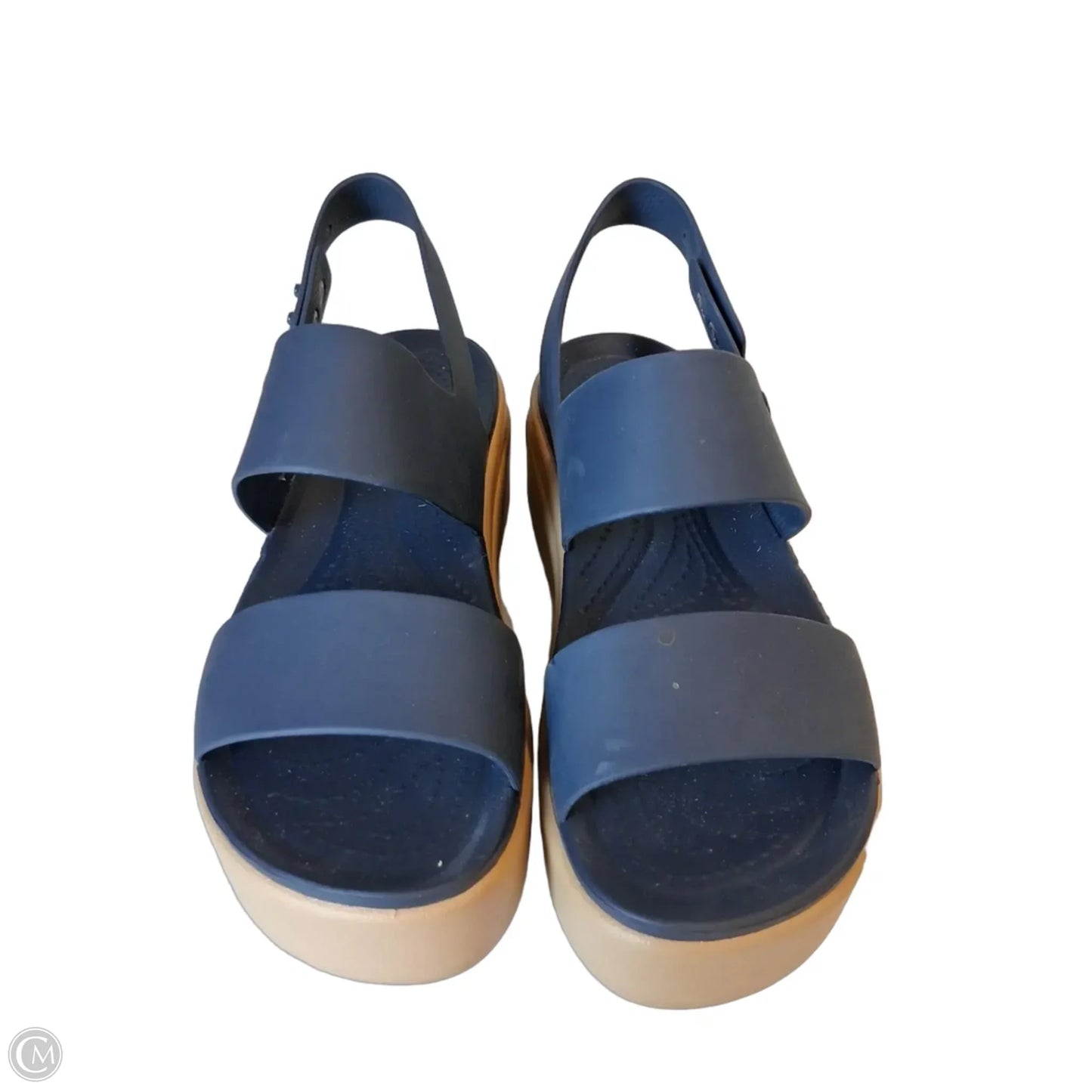 Sandals Heels Platform By Crocs In Blue, Size: 6