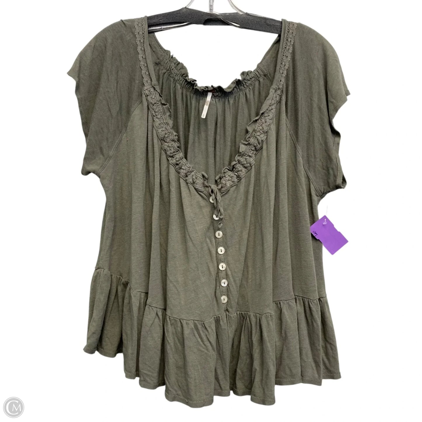 Top Short Sleeve By Free People In Green, Size: L
