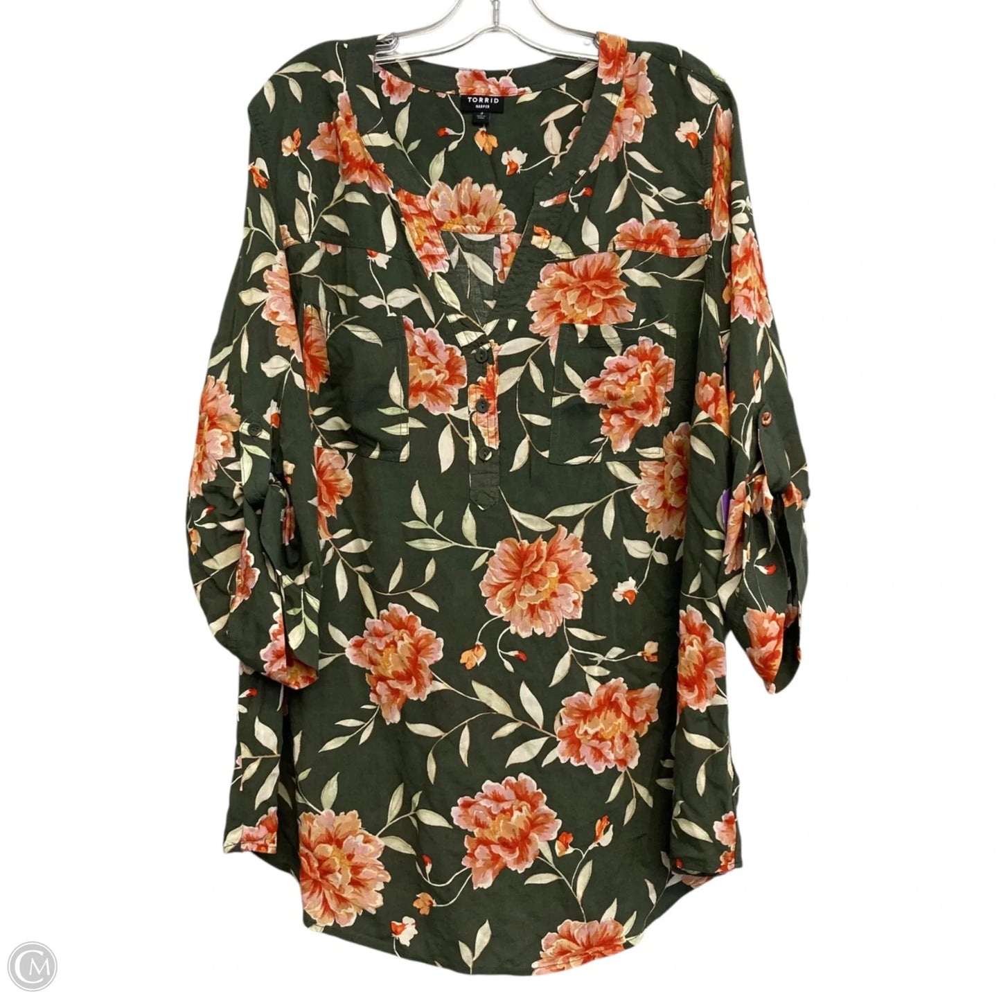 Top 3/4 Sleeve By Torrid In Floral Print, Size: 3x