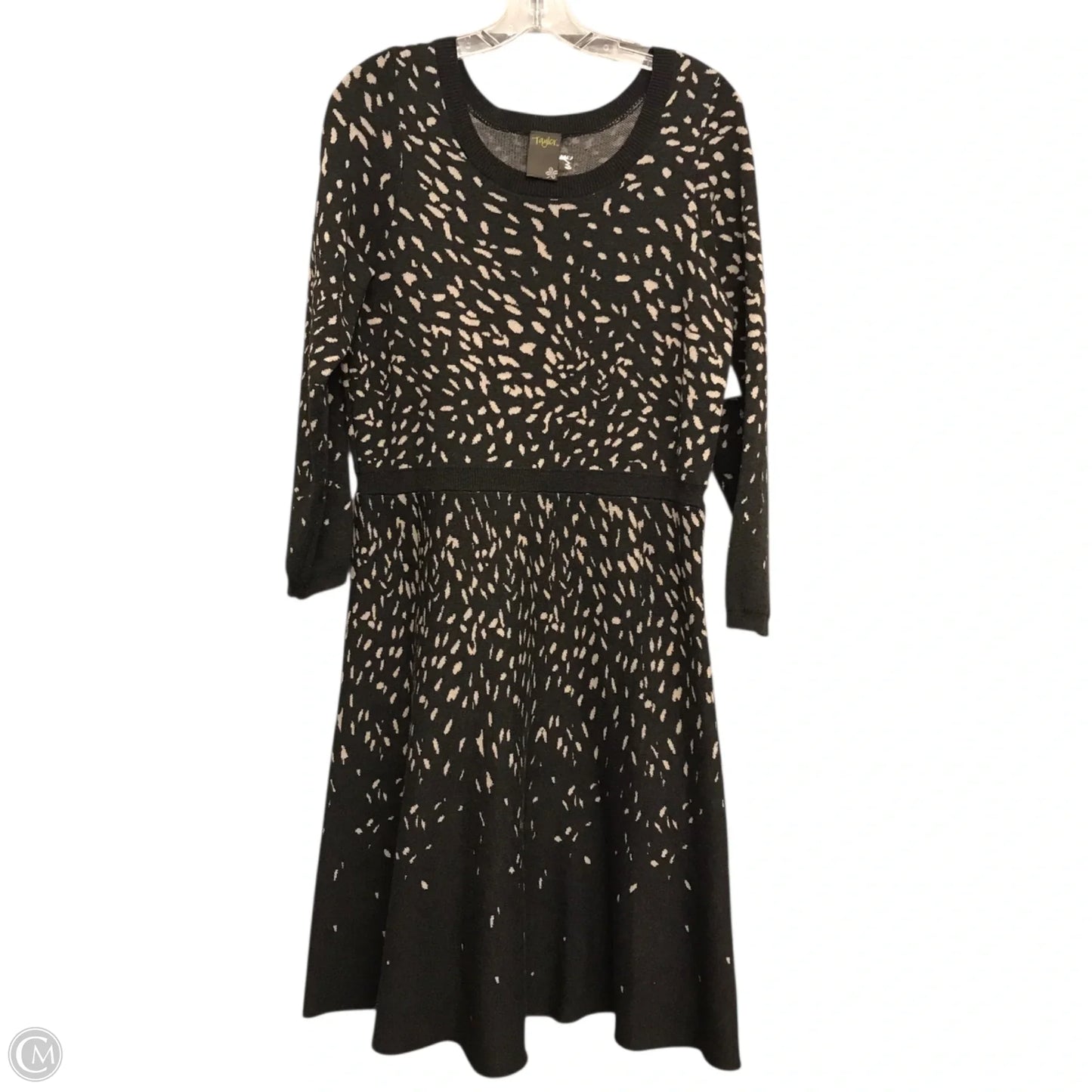 Dress Sweater By Taylor In Grey & White, Size: 1x