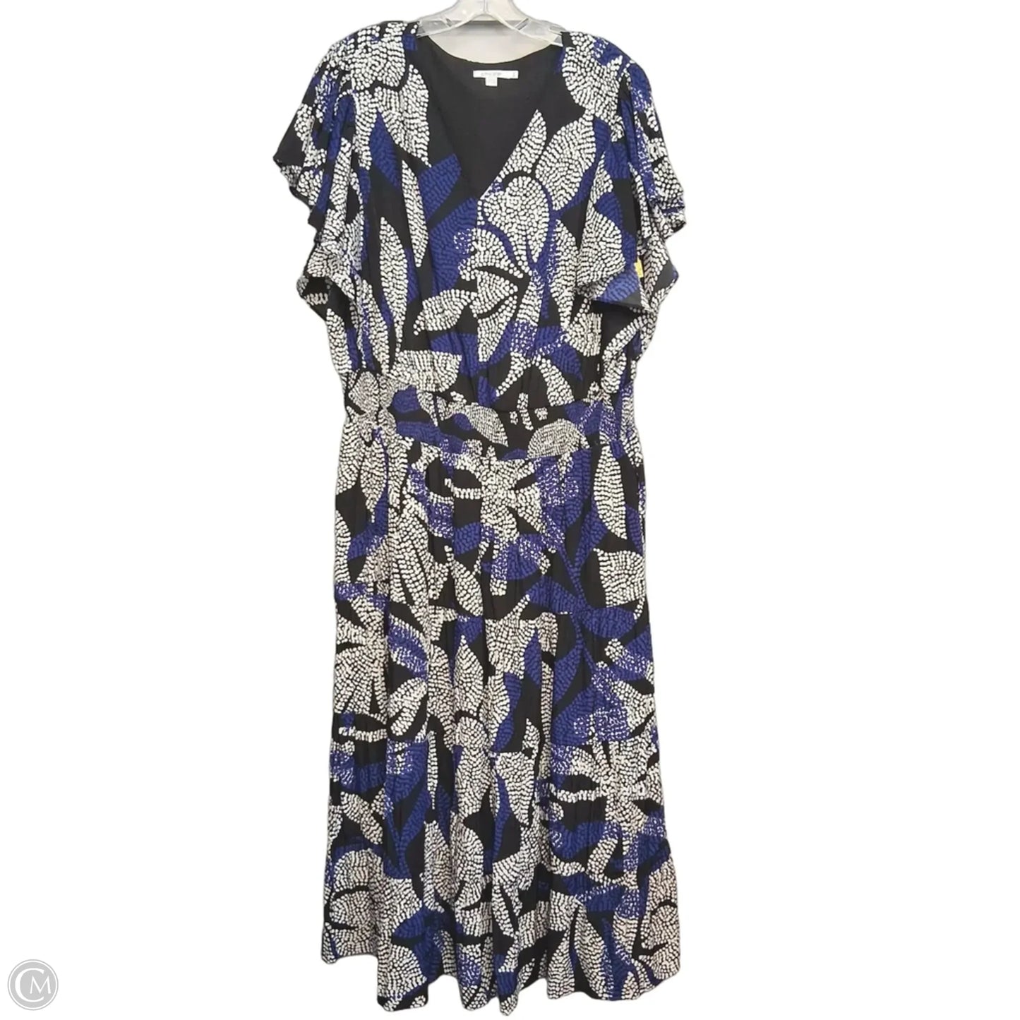 Dress Casual Maxi By Chicos In Black & Blue, Size: Xl