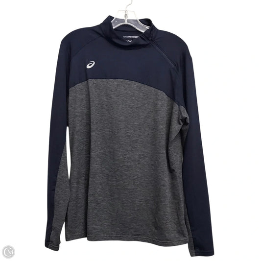 Athletic Top LS By Asics In Blue & Grey, Size: 2x