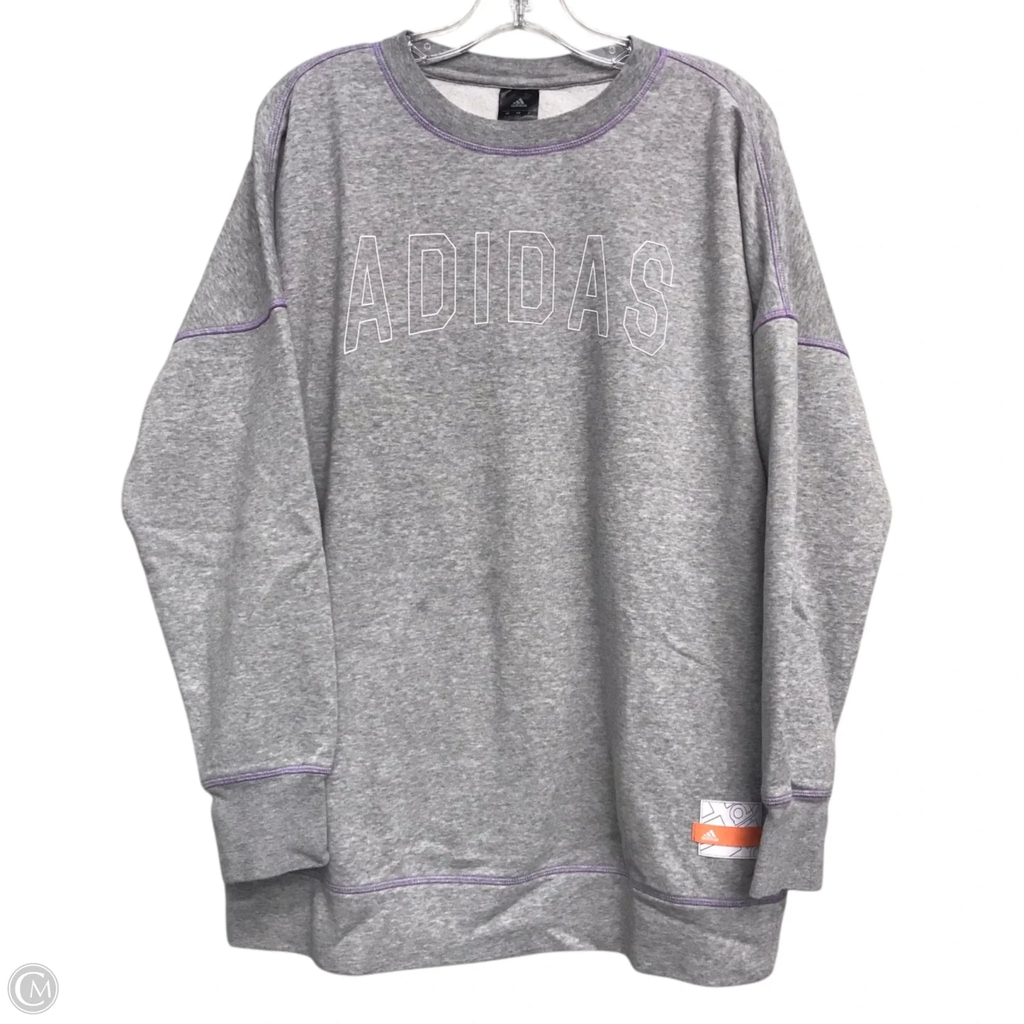 Sweatshirt Crewneck By Adidas In Grey & Purple, Size: S