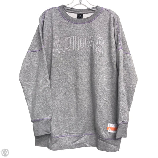 Sweatshirt Crewneck By Adidas In Grey & Purple, Size: S