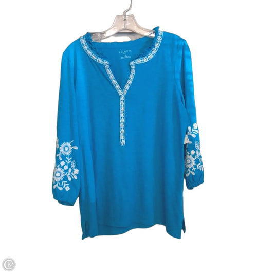 Top Long Sleeve By Talbots In Aqua, Size: L