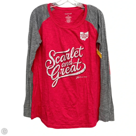 Top Long sleeve  By Boxercraft In Grey & Red, Size: Xl