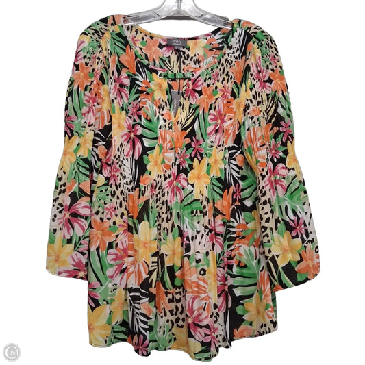 Top Long Sleeve By Ninety Woman In Floral Print, Size: M