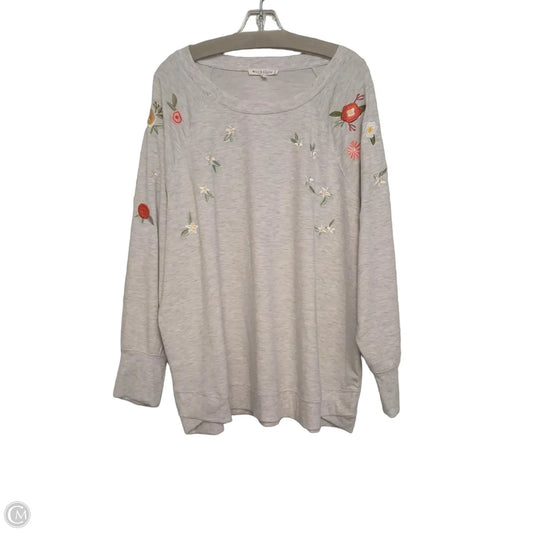 Top Long Sleeve By Workshop In Grey, Size: 3x