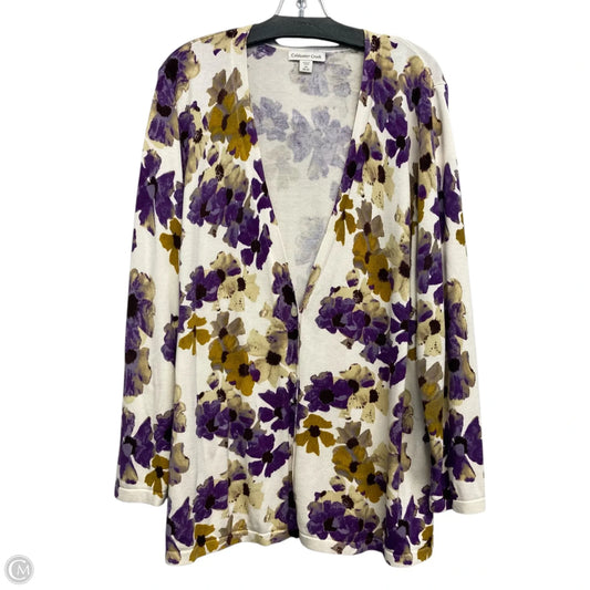 Sweater Cardigan By Coldwater Creek In Floral Print, Size: 2x