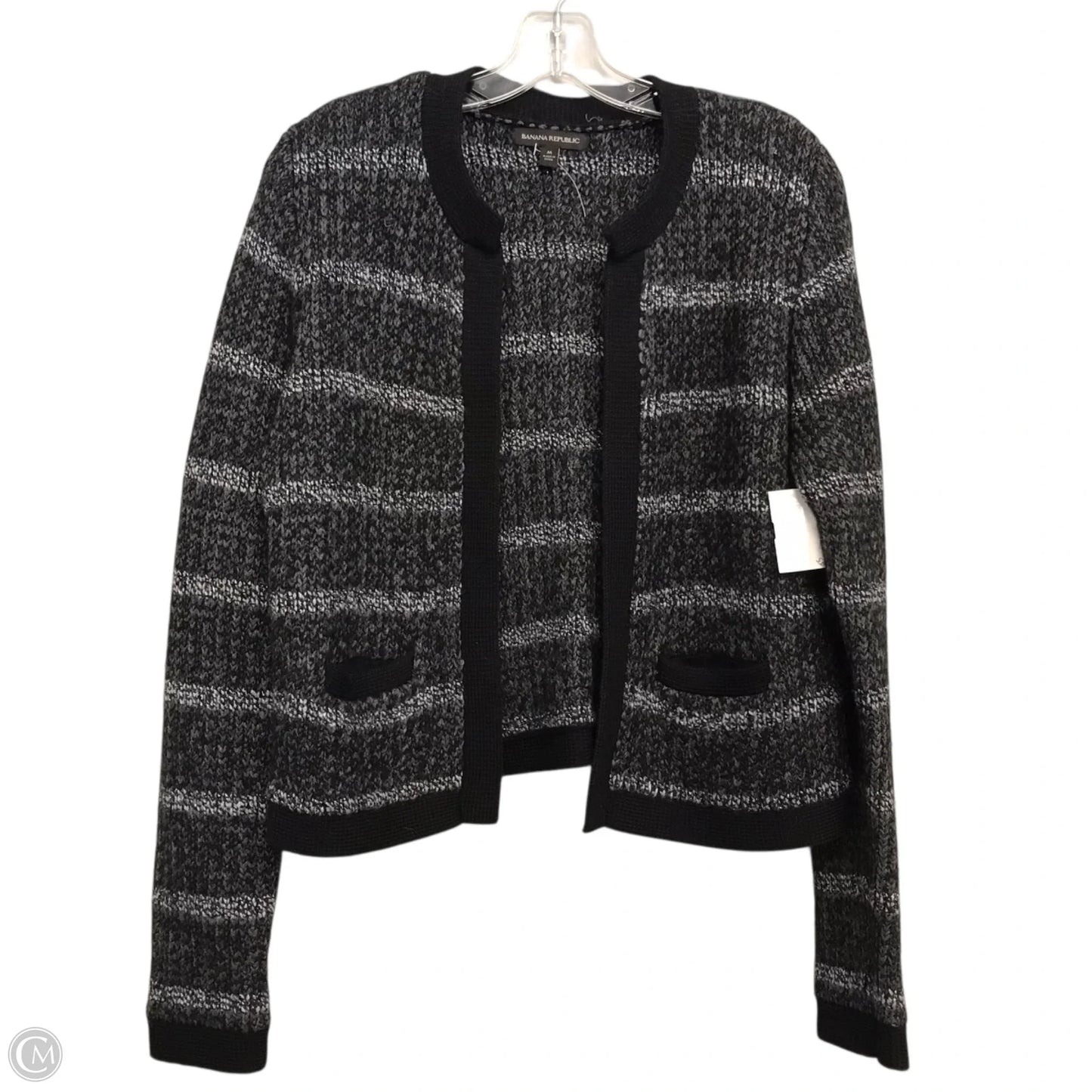Sweater Cardigan By Banana Republic In Black & Grey, Size: M