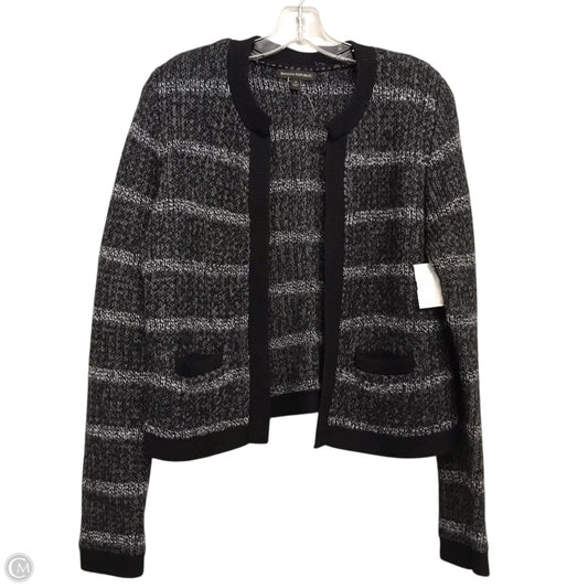 Sweater Cardigan By Banana Republic In Black & Grey, Size: M
