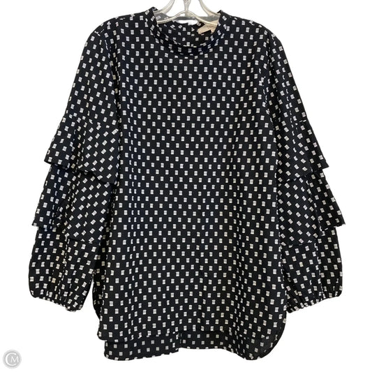 Top Long Sleeve By Loft In Black & White, Size: M