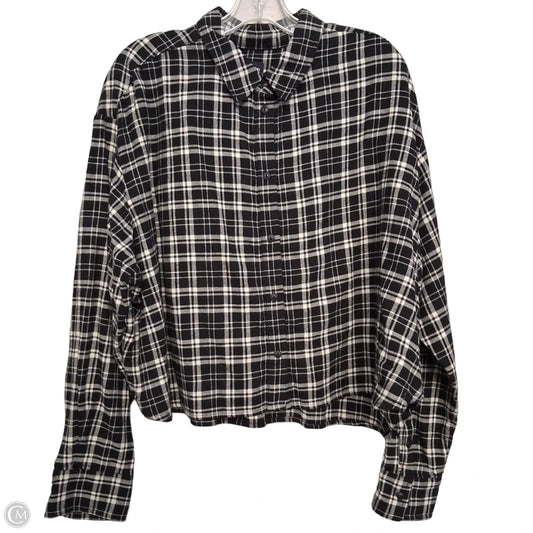 Top Long Sleeve By Gap In Plaid Pattern, Size: 1x