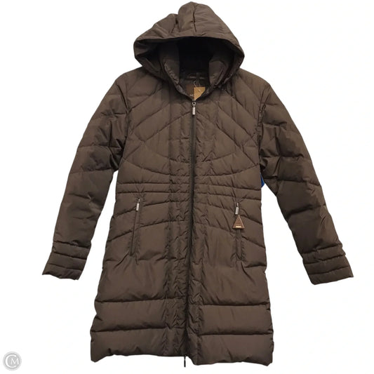 Coat Luxury Designer By Moncler In Brown, Size: S