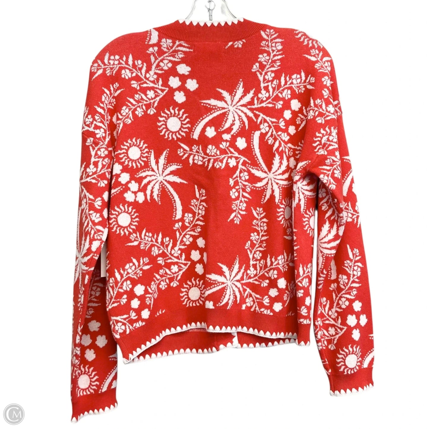 Sweater Cardigan By Cynthia Rowley In Orange & White, Size: M