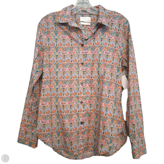 Blouse Long Sleeve By J. Crew In Multi-colored, Size: S