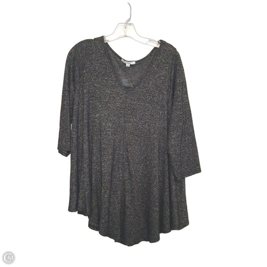 Top 3/4 Sleeve By Green Envelope In Grey, Size: 1x