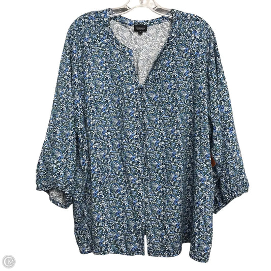 Top Long Sleeve By Jones And Co In Floral Print, Size: 1x