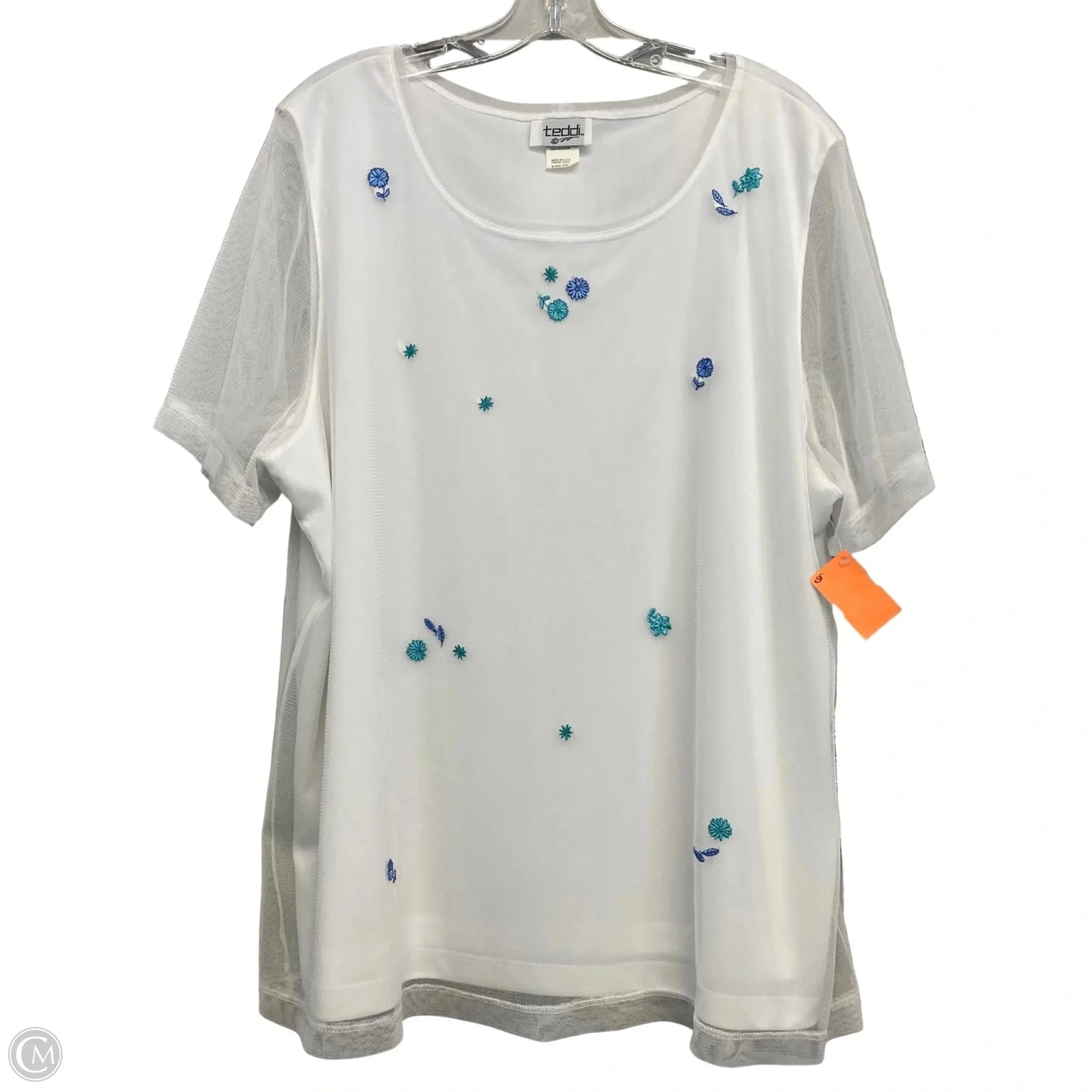 Top Short Sleeve By Teddi In White, Size: 2x