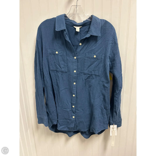 Top Long Sleeve By Caslon In Blue, Size: S