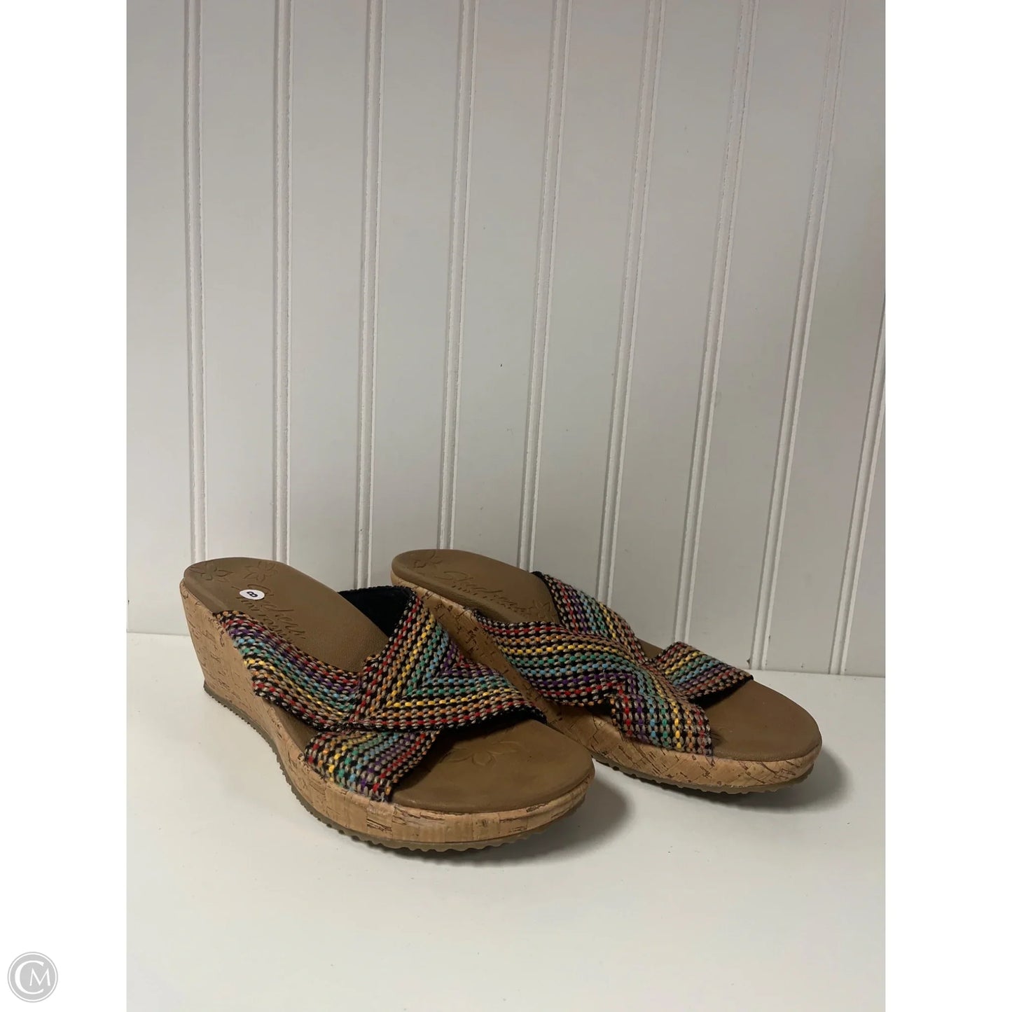 Sandals Heels Wedge By Skechers In Multi-colored, Size: 8