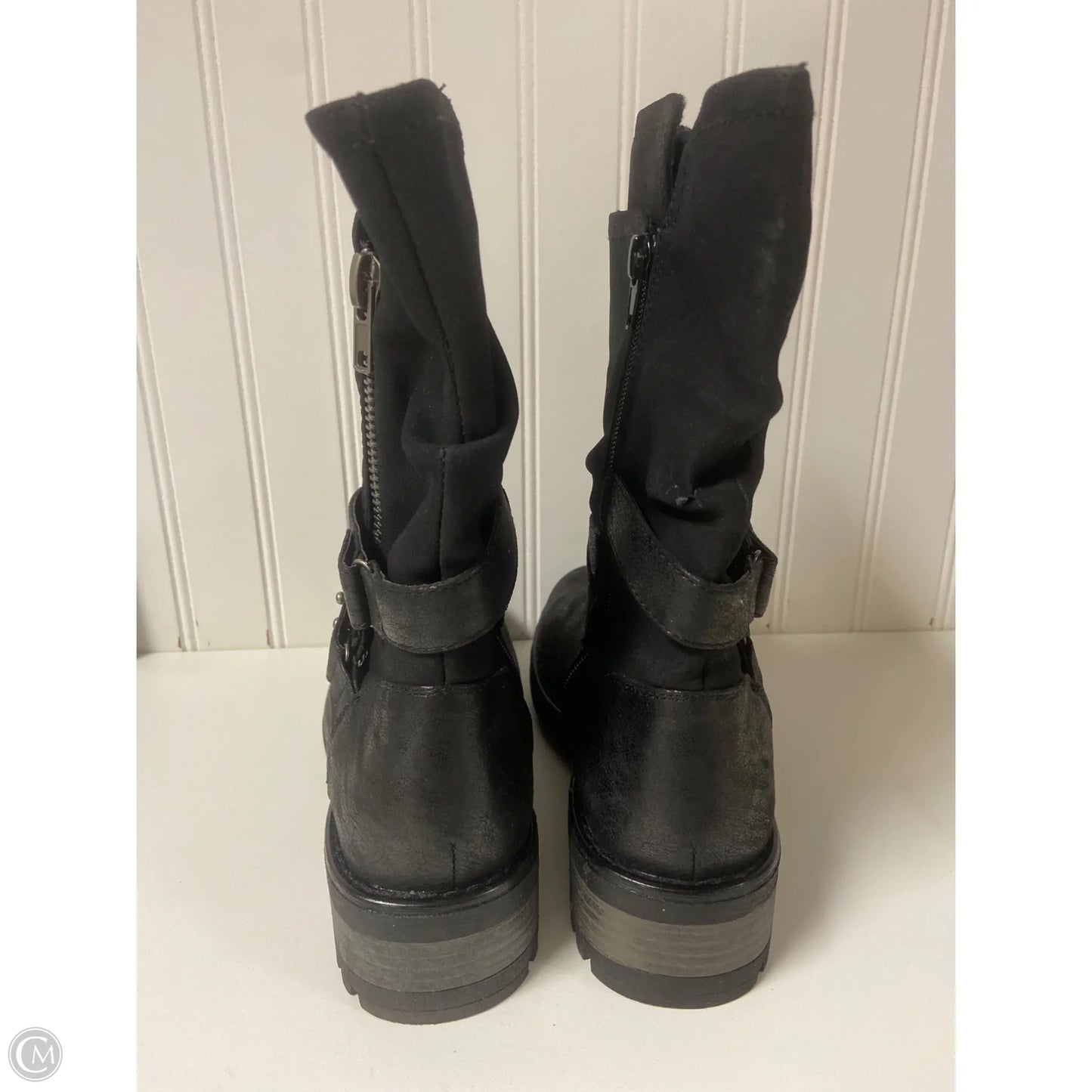 Boots Mid-calf Flats By Carlos By Carlos Santana In Black, Size: 8