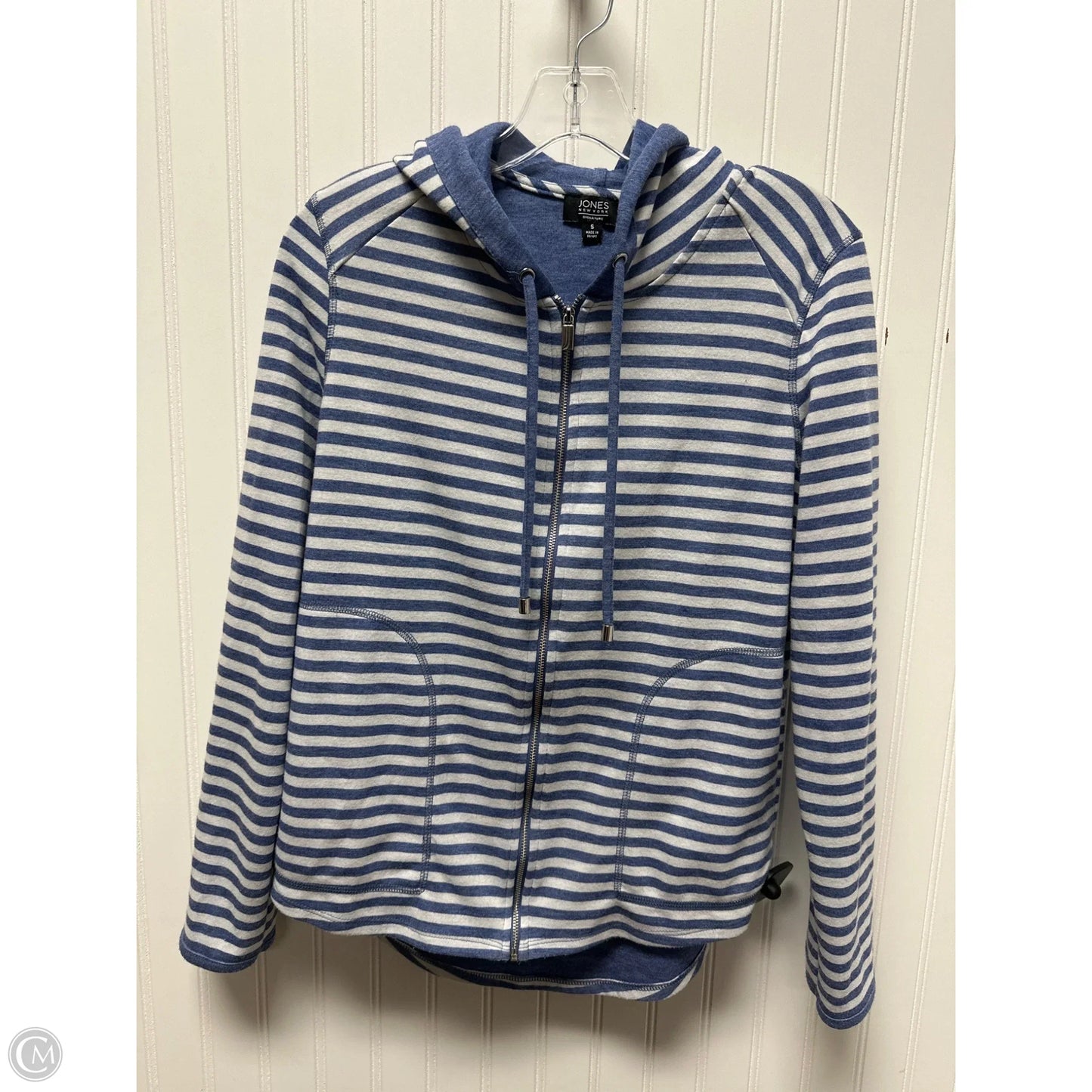 Sweatshirt Hoodie By Jones New York In Blue & White, Size: S