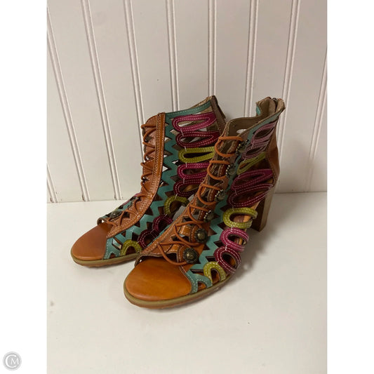 Sandals Heels Block By Spring Step In Multi-colored, Size: 7.5