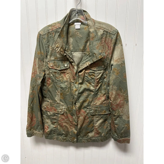 Jacket Denim By Chicos In Floral Print, Size: M