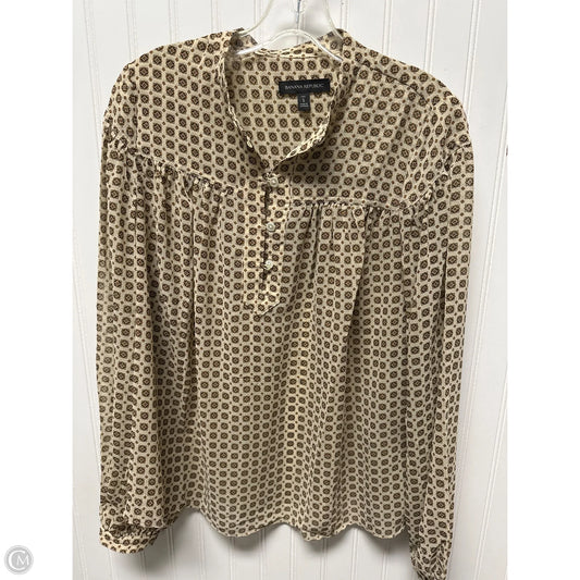 Top Long Sleeve By Banana Republic In Brown & Cream, Size: S