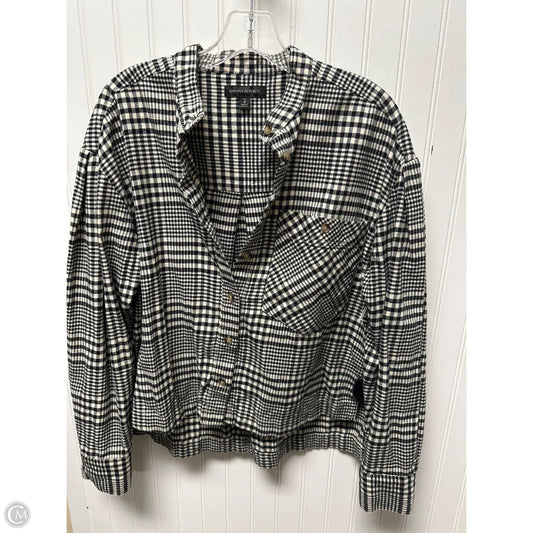 Top Long Sleeve By Banana Republic In Black & Cream, Size: S