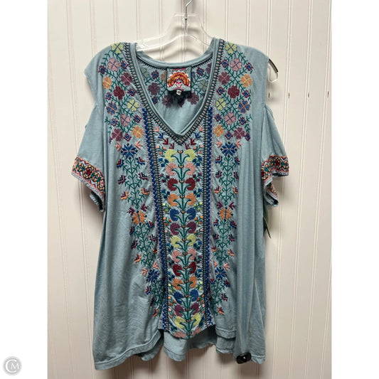 Top Short Sleeve By Johnny Was In Blue, Size: 2x