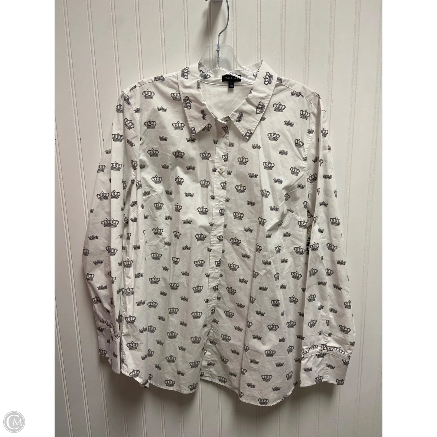 Top Long Sleeve By Talbots In White, Size: Xl