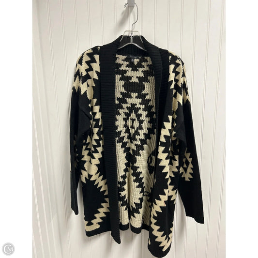Sweater Cardigan By Timing In Black & Cream, Size: L