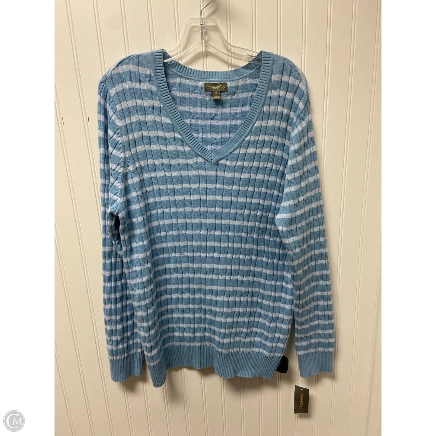 Sweater By Style And Company In Blue & White, Size: Xl