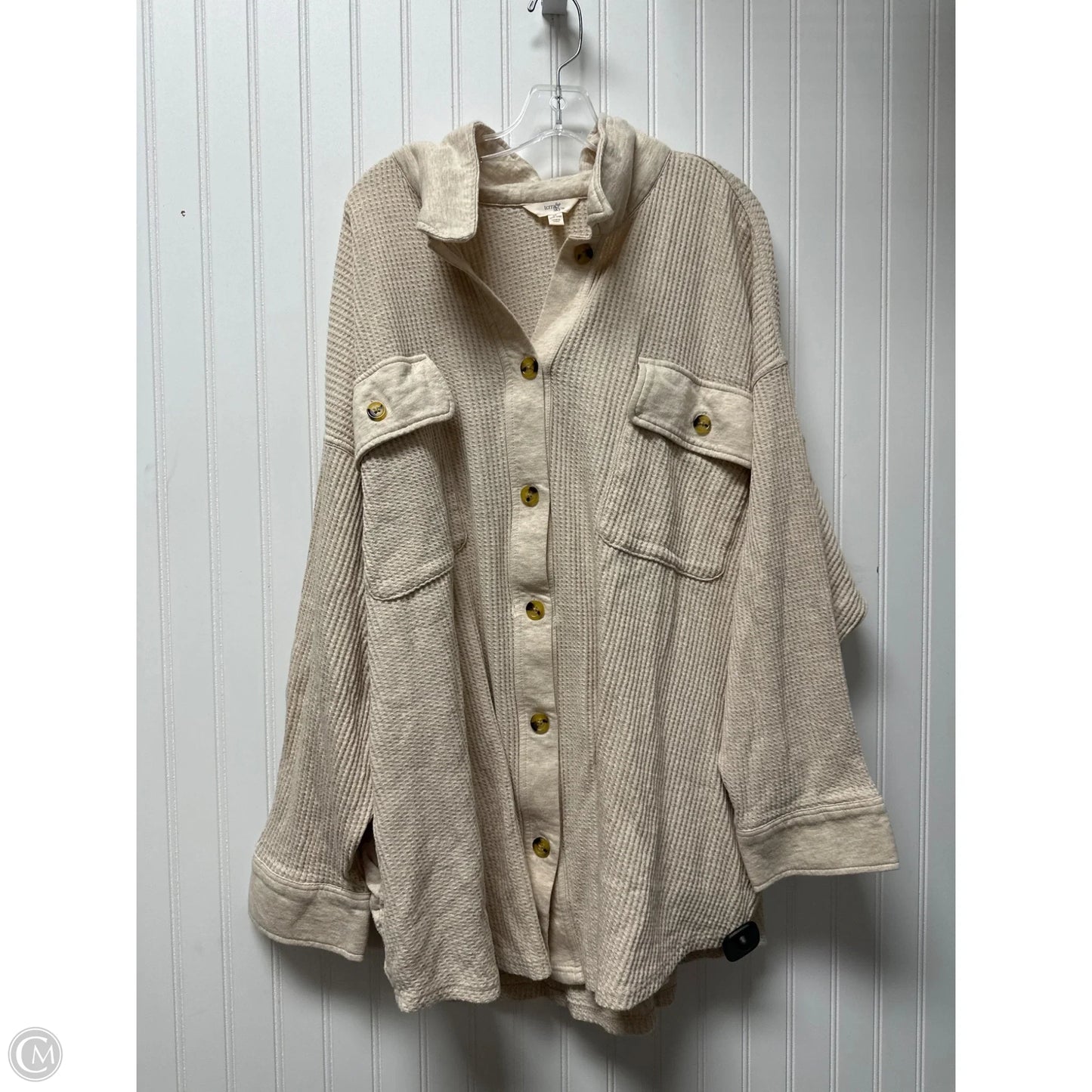 Top Long Sleeve By Terra & Sky In Beige, Size: 4x