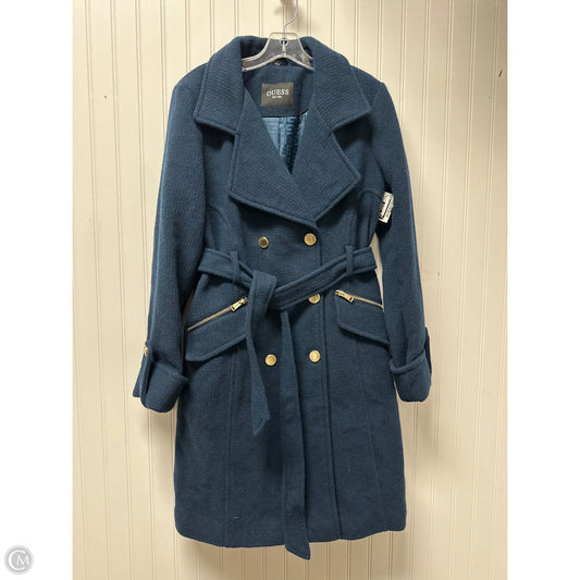 Coat Wool By Guess In Teal, Size: L