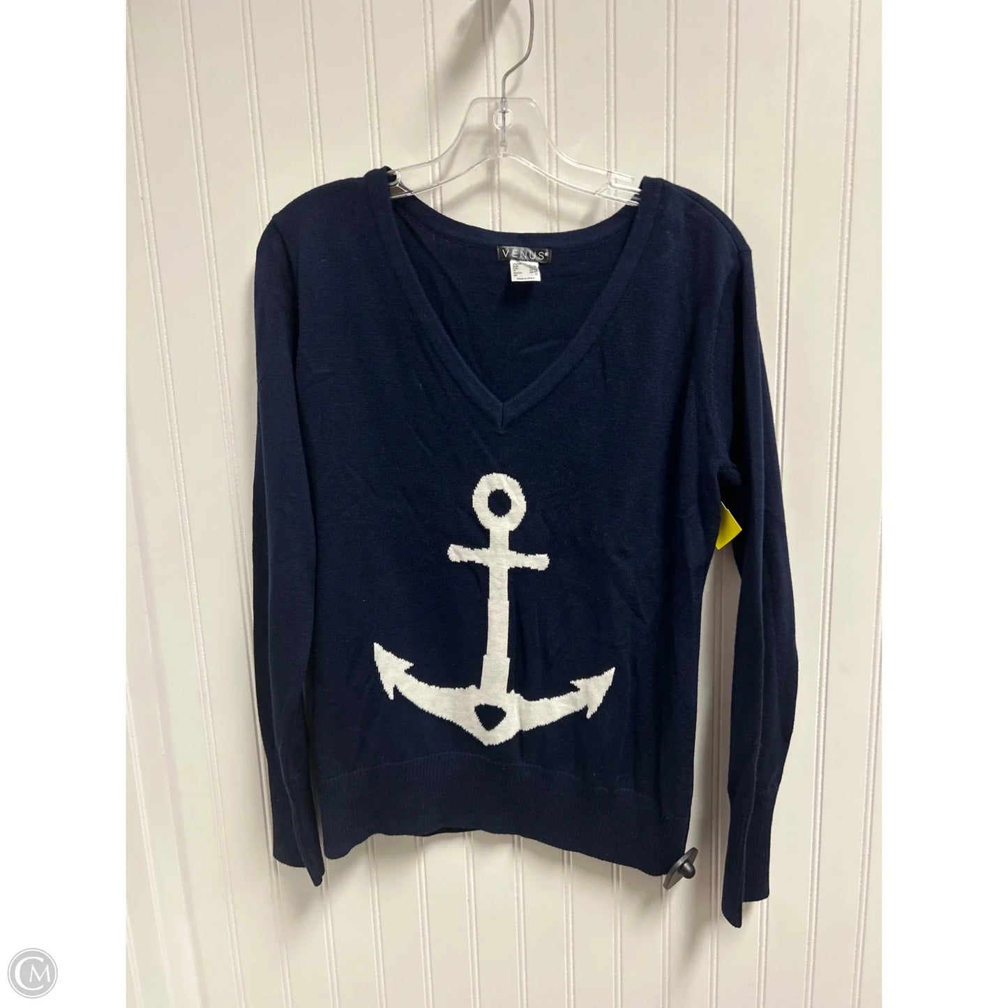 Sweater By Venus In Blue & White, Size: M