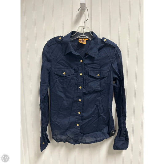 Top Long Sleeve Designer By Tory Burch In Blue, Size: S