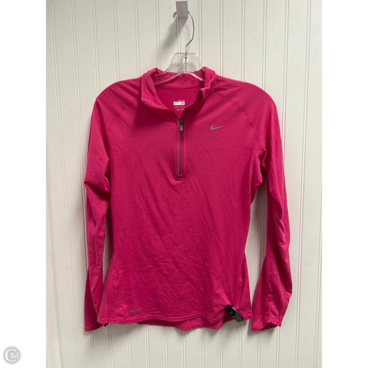 Athletic Top Long Sleeve Collar By Nike In Pink, Size: M